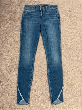 Joe's Jeans The Icon Mid Rise Skinny Ankle Jeans With Split Frayed Hem Size 23